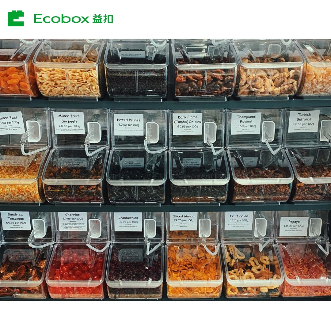 LD-02 Scoop bin Ecobox hot selling bulk candy sweet nuts food bin container for supermarket or zero waste shop