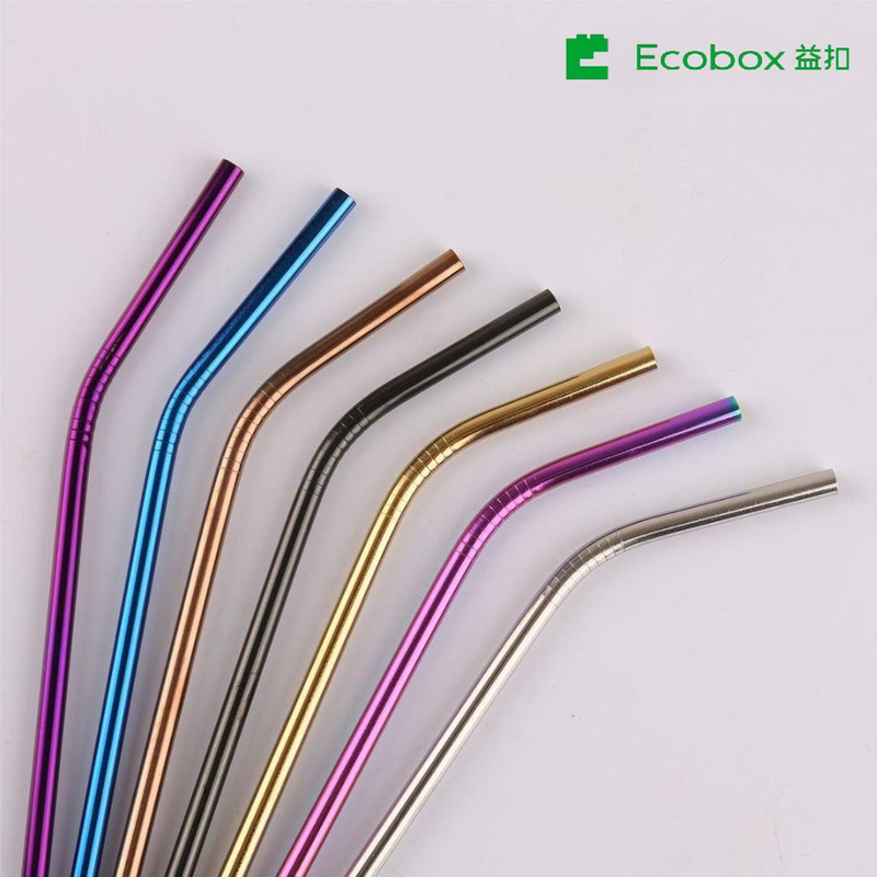 SSDS - 2 ECOBOX Reusable Stainless Steel Ecofriendly Milk Tea Straw Drinking Straws 