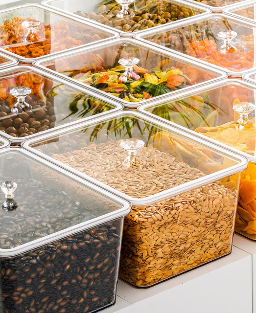 Ecobox MF-03 Customizable Nuts Box Scoop Bin Storage Bins Candy Storage Container Square Bulk Plastic Food Bin for Sale