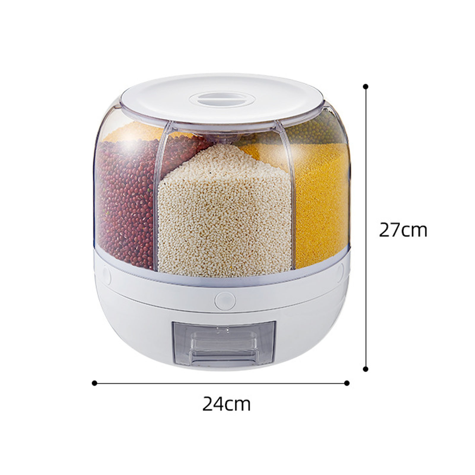 ECOBOX 360 Degree Rotating Kitchen Plastic Sealed Rice Grain Cereal Dispenser Dry Food Storage Container Box Food Dispensers