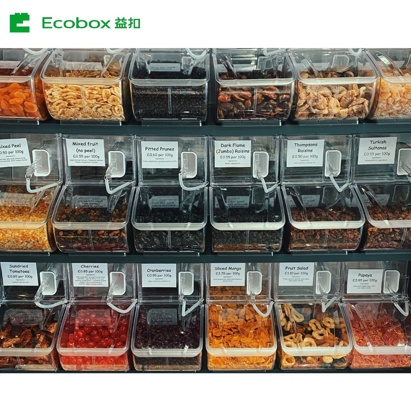 Ecobox LD-02 Scoop bin New product bulk food scoop bin bulk candy sweet nuts food bin container for supermarket 