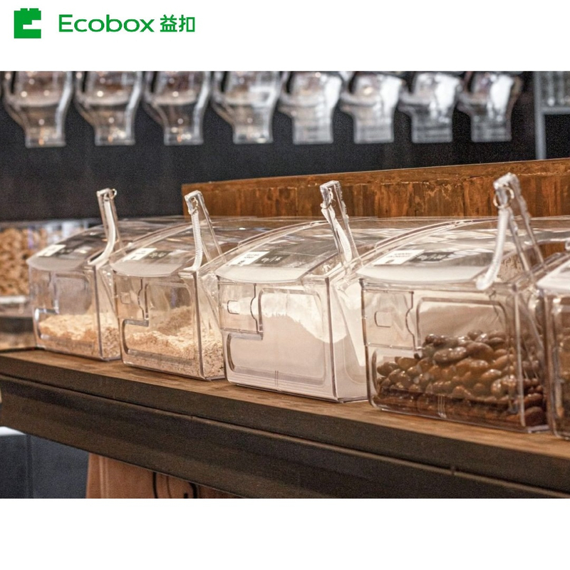 SL-01 8L Scoop bin Supermarket Crystal Clear Candy Box,Plastic Candy Bin,Plastic Candy Scoop Bin for bulk foods