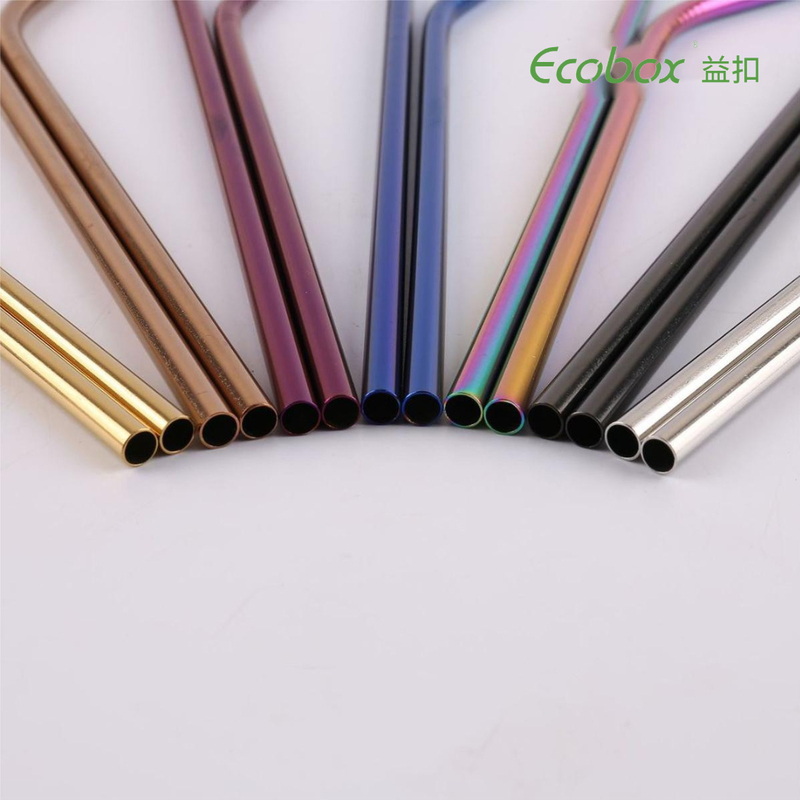 SSDS - 2 ECOBOX Reusable Stainless Steel Ecofriendly Milk Tea Straw Drinking Straws 
