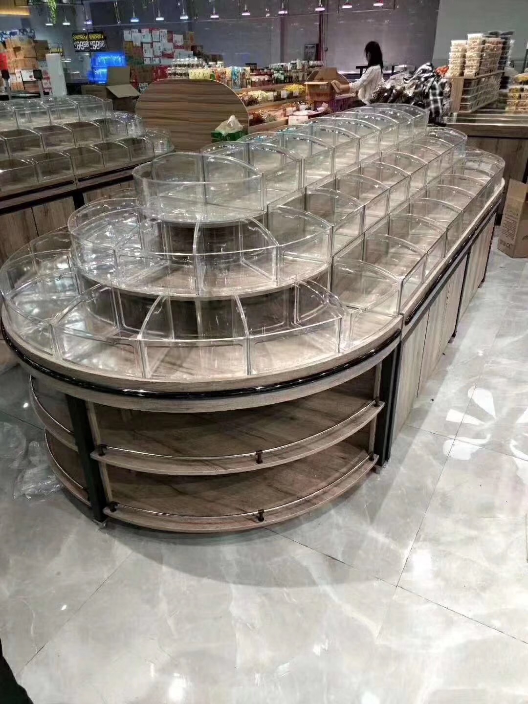 MG - 1 Wooden Metal Display Shelves Rack Round Display Stable For Shops