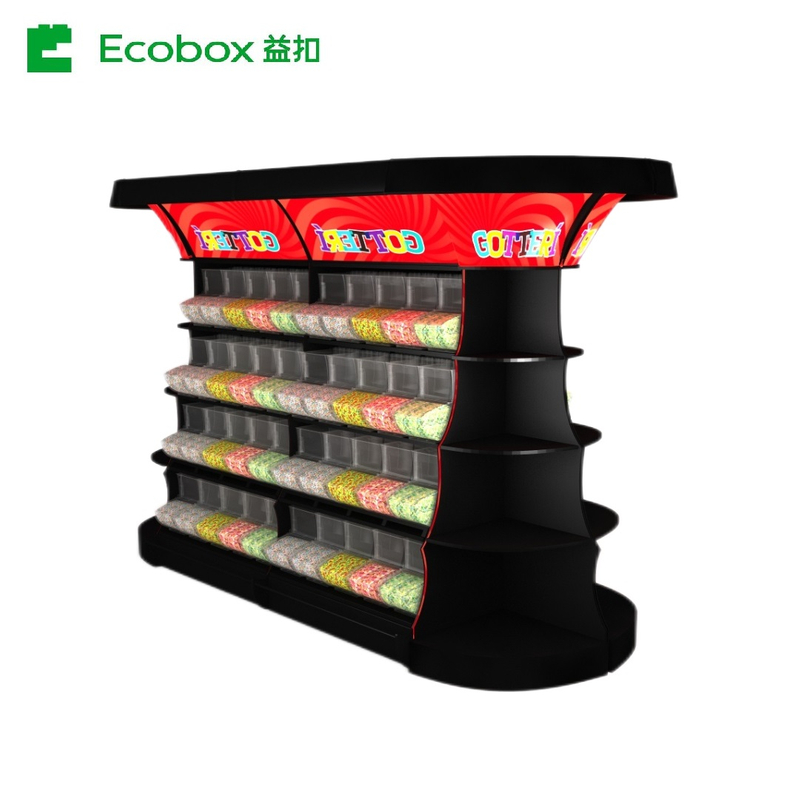 EK-026-7 Supermarket rack Ecobox candy cereal nuts organic gravity bin dispenser metal candy shelf display racks for supermarket