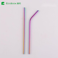 SSDS - 2 ECOBOX Reusable Stainless Steel Ecofriendly Milk Tea Straw Drinking Straws 