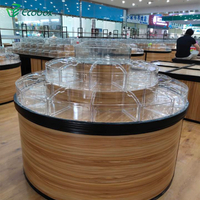 GMG-006 ECOBOX Supermarket Wooden Metal Round Display Stable Display Shelf For Shops