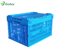 ECOBOX ZJKS4030255C 300*400*255MM Plastic Hinge Lid Picking Basket Foldable Plastic Crates