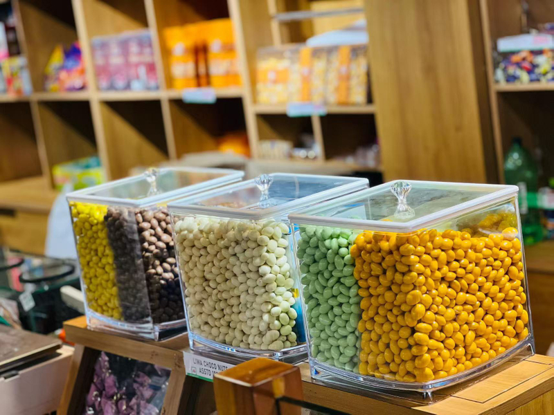 MF-05 ECOBOX Factory Customization Available 20*20*20 Clear Candy Nut Display Container Reusable Bulk Food Container Dried Fruit Box 