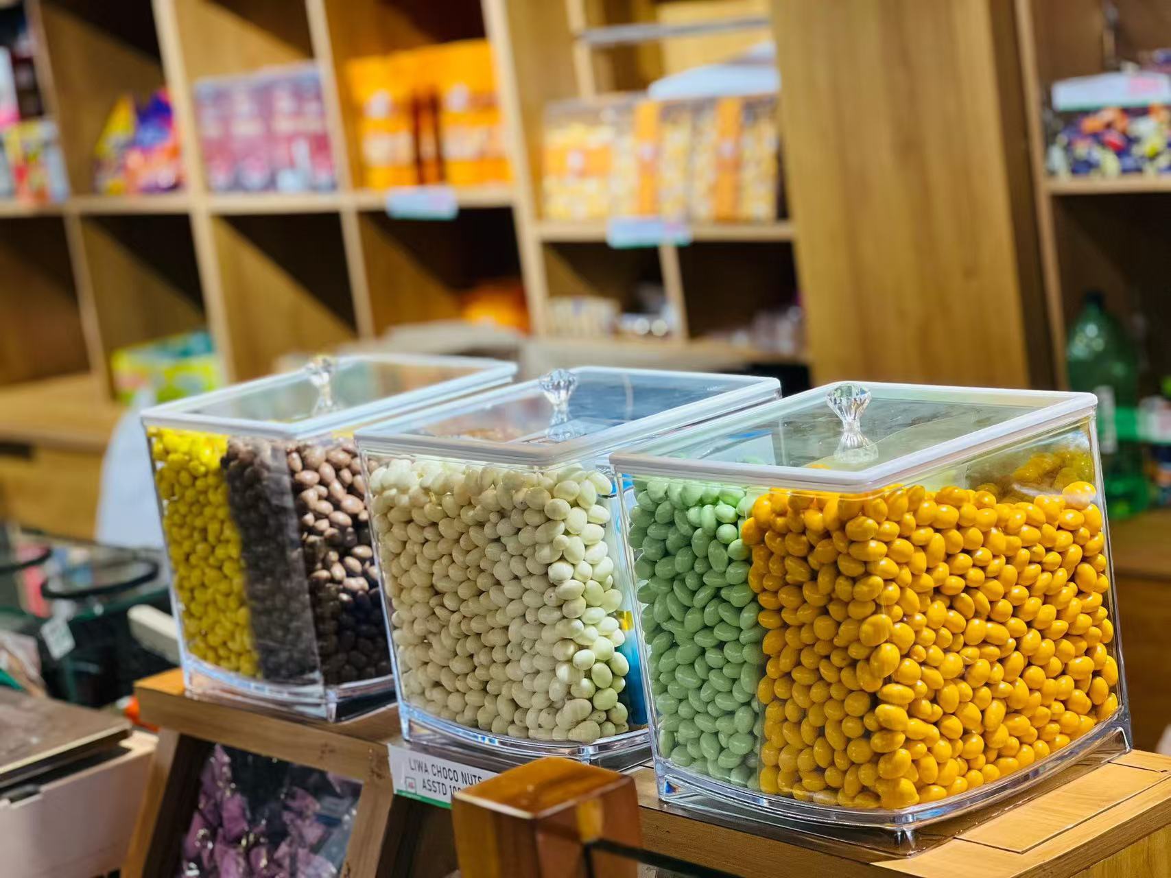 MF-05 ECOBOX Factory Customization Available 20*20*20 Clear Candy Nut Display Container Reusable Bulk Food Container Dried Fruit Box 