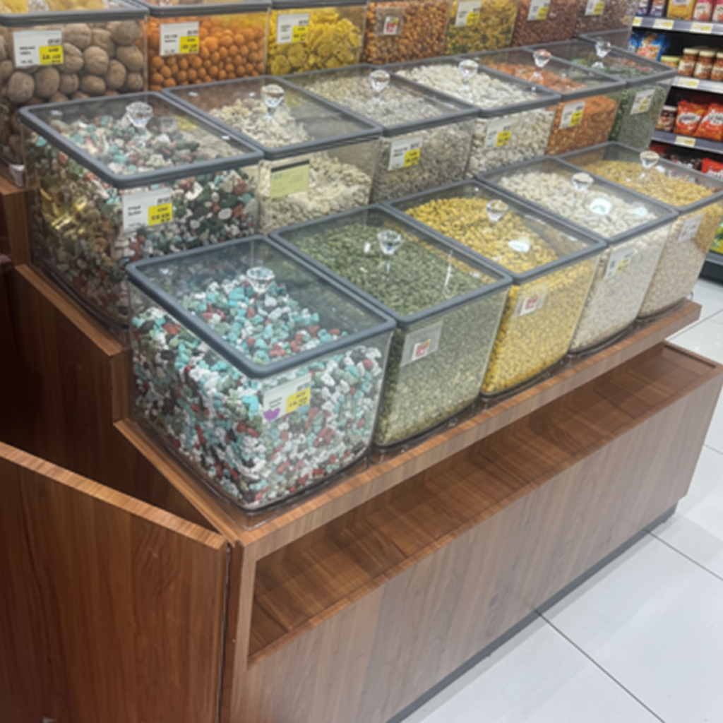 MF-05 ECOBOX Factory Customization Available 20*20*20 Clear Candy Nut Display Container Reusable Bulk Food Container Dried Fruit Box 
