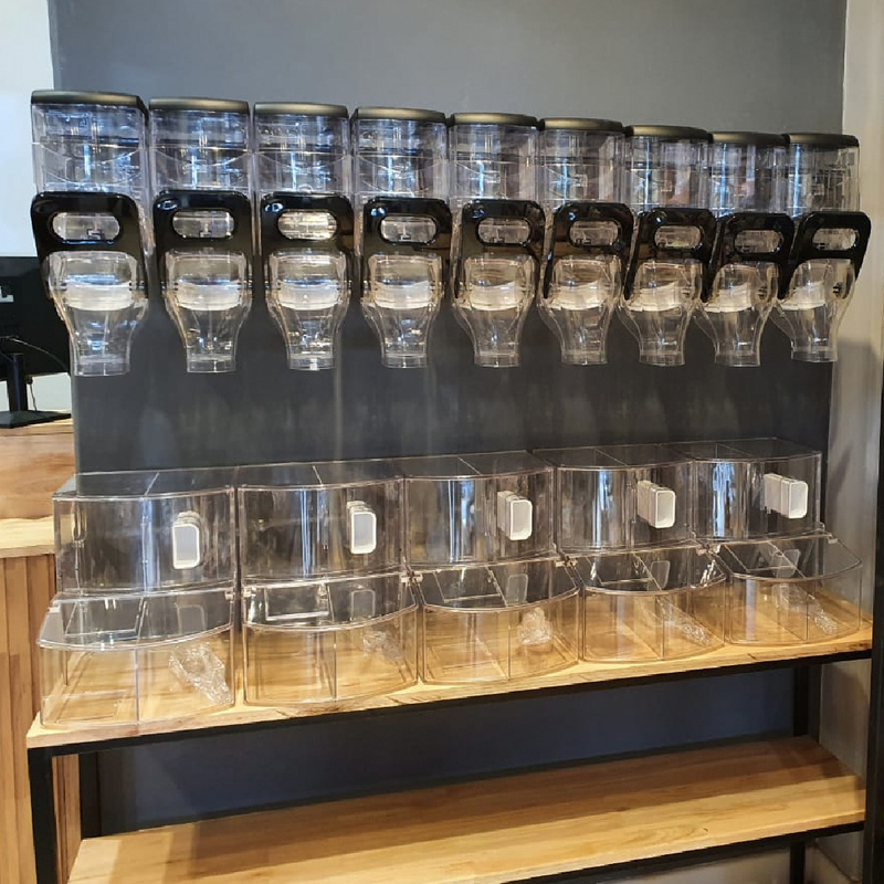 ZT-03 8L Wall Mounted Gravity Bin Candy Gravity Bin Zero Waste Store Bulk Food Dispenser for Refill Shop Gravity Dispenser Station