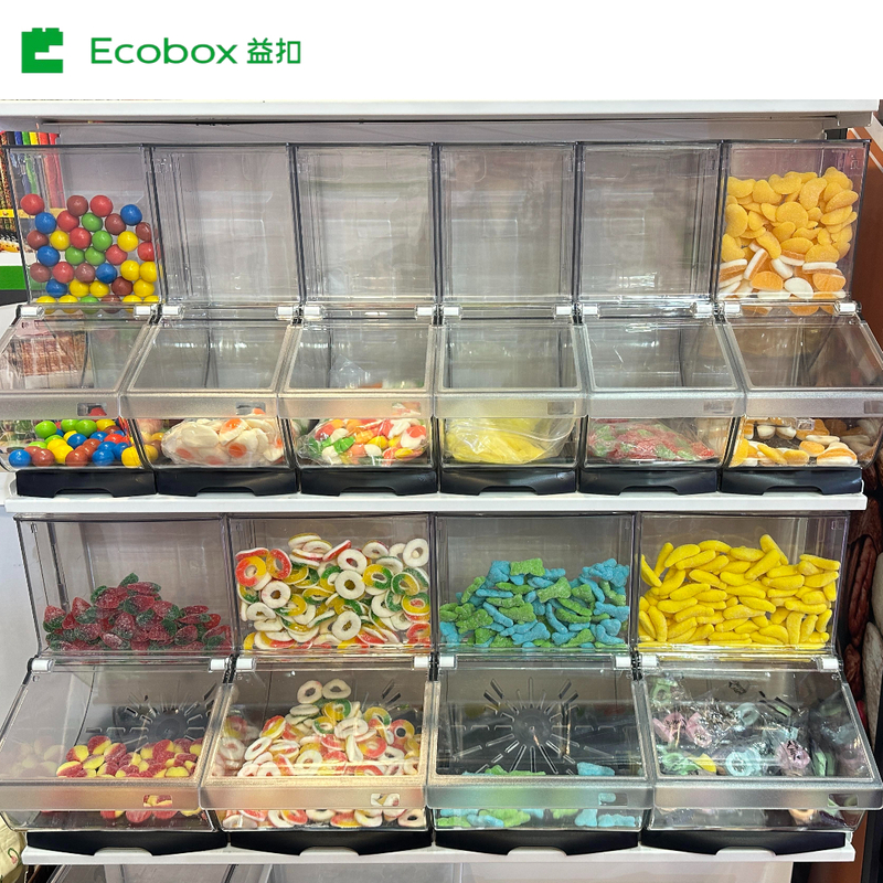 LD-07 2026 Factory New Product Candy Containers Grocery Store Equipment Candy Storage Bins Plastic Containers Transparent Candy Bins